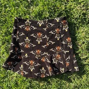 Free People Floral Cord Patterned Black Skirt
